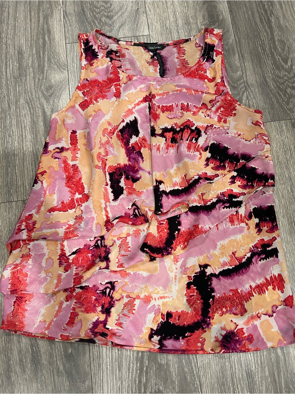Daisy Fuentes Pink Peach Abstract Print Tank